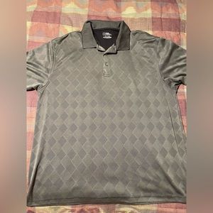 grey checkered golf polo